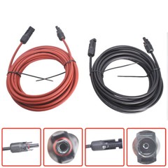 Black + Red Solar Panel Extension Cable Wire Connector 1 Pair 30ft 12AWG