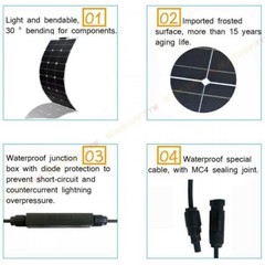 300W 18V Flexible Monocrystalline Solar Panel Module Marine Boat RV Car Camping