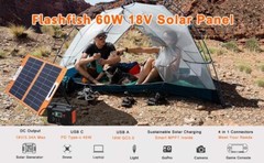 Foldable Solar Panel 60W for Power Station, Portable Solar Panel with Kickstands