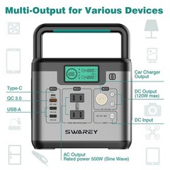 SWAREY S500 PRO Power bank, Portable 518Wh Lithium Battery Solar Power Station