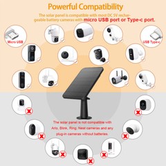 4W Solar Panel Charger Adjustable eufyCam 2/2 Pro/2C/2C Pro/E Security Camera