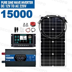 15000W Solar System Kit Flexible Panel 12V To 110V 220V for Camp Home Charger