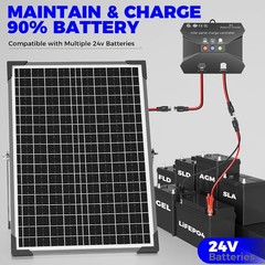 30W 24V Solar Panel Battery Charger Kit with MPPT Charge Controller