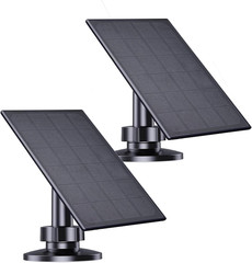 Solar Panel for Security Camera, 2W Solar Charger with Micro USB & USB-C Port fo