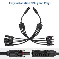 1 Pair Solar Panel 1 to 3 Y Branch Cable Connection Adapter Connector Extension