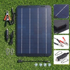 12V Solar Panel Battery Maintainer Waterproof Car Rv Charger Tender Trickle 30W
