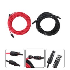 20M 4mm² Solar Cable Black+Red Waterproof Wire w/M4 Connector for Solar Panels