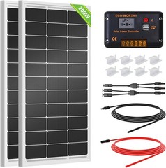 200 Watts 12 Volt/24 Volt Solar Panel Kit with High Efficiency Monocrystallin…