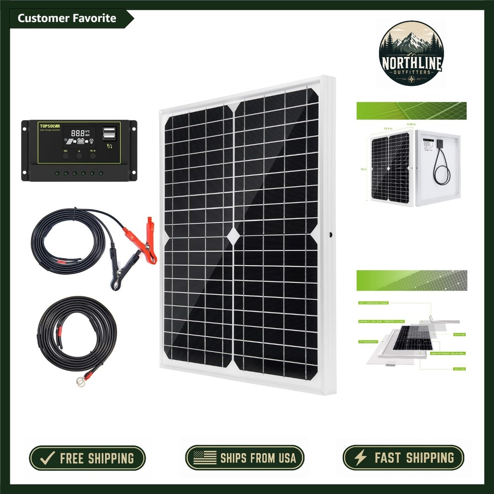 20W Monocrystalline Solar Panel Kit with 10A Charge Controller – Off-Grid Ready