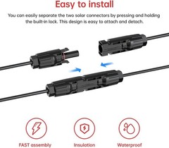 Aviation Plug to Solar Panel Cable, 12AWG 2FT Solar to Aviation Connector 12V…