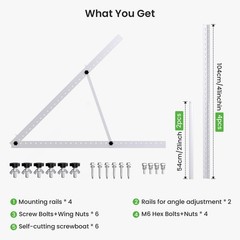 41in Adjustable Solar Panel Mount Brackets with Foldable Tilt Legs, Aluminum …