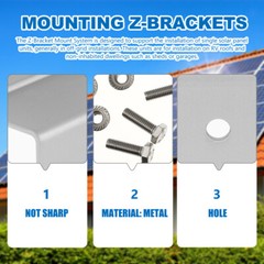 4Pc Solar Panel Roof Mounting Z-Bracket with Nuts and Bolts for RV Boat Roof