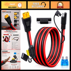 XT60 to SAE Connector Cable, 10AWG Heavy Duty with Inline Fuse 15A/20A, Pure Cop