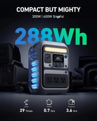 Portable Power Station SOLIX C300, 288Wh Lifepo4 Backup Battery, 300W Solar Gene