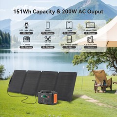 Flashfish 200W Portable Power Station Generator 151Wh Li-ion + 60W Solar Panel