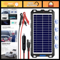 7.5W Solar Battery Trickle Charger Maintainer 12V Waterproof Panel Kit for Car,