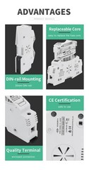 DC Fuse Holder PV DIN Rail Mounting 1000V Photovoltaic System Strings 6A-63A