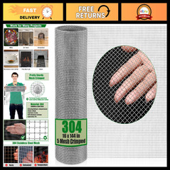304 Stainless Steel Crimped Wire Mesh Roll 0.65mm – Rust Proof, Easy to Cut for