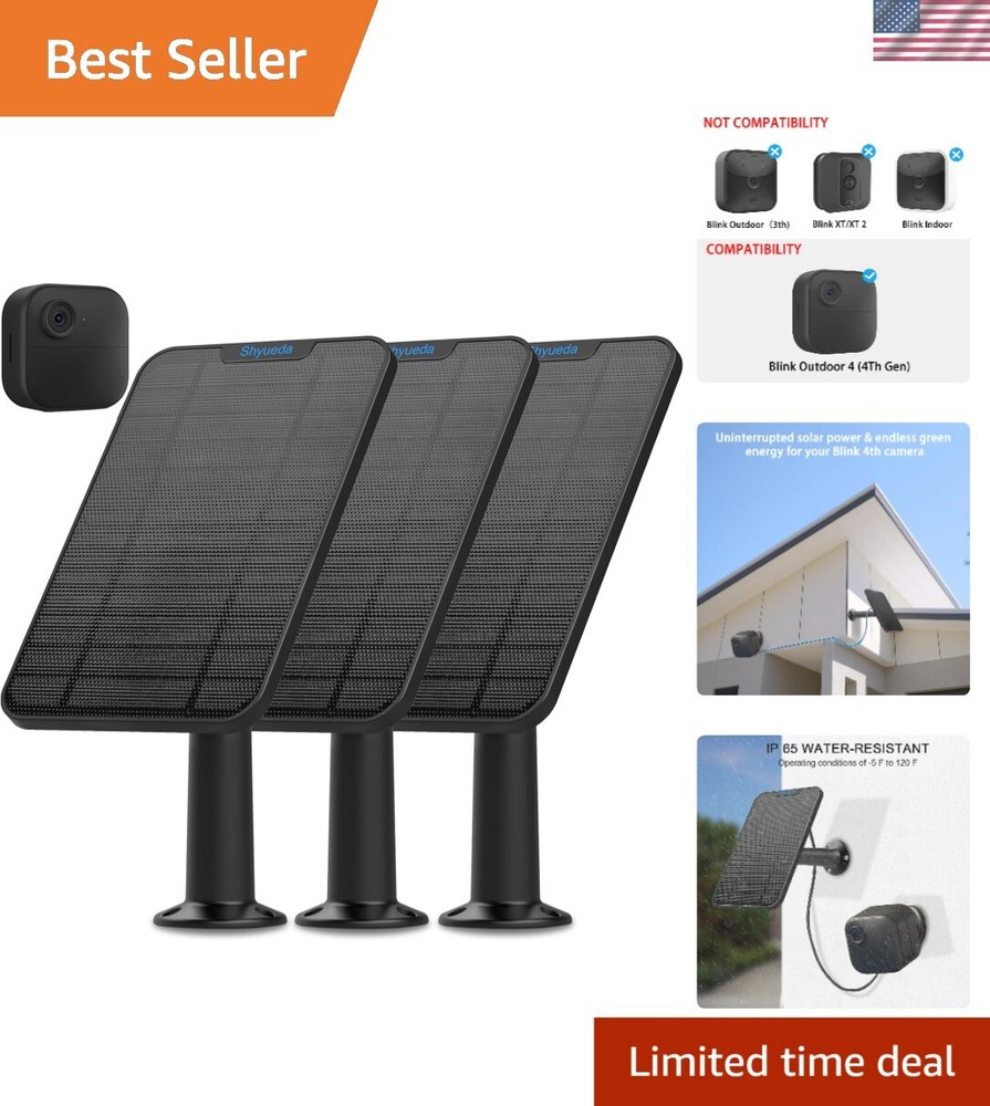 High-Efficiency 4W Solar Panel with 13.1ft Waterproof Cable for Blink 4 Cameras