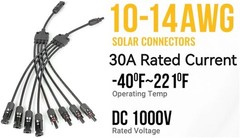 1 to 4 Way MC4 Connector Solar Panel Y Branch Cable Adapter Waterproof Extension