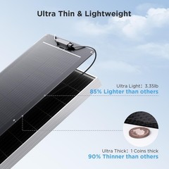 Callsun 50W Flexible Solar Panel 12V, ETFE Monocrystalline Solar Cell Charger