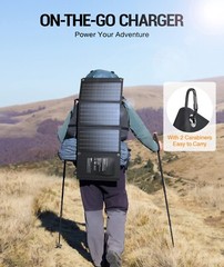 Foldable 30W Solar Panel, USB-A QC3.0 & USB-C DC Outputs