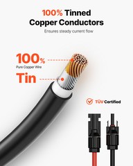 50FT Solar Panel Extension Wire with Female & Male Connectors 10AWG 1 Pair