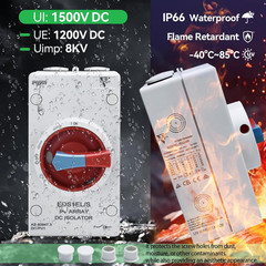 Waterproof IP66 Solar Disconnect Switch 4-Pole Red DC1500V 32Amp Isolator Solar
