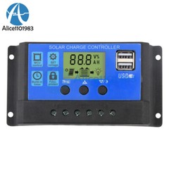 Solar Panel 12V 24V 10A 20A 30A Battery Charge Controller LCD Regulator Dual USB