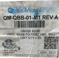 IRONRIDGE QUICK MOUNT- QM-QBB-01-M1 REV A, QBASE BASE