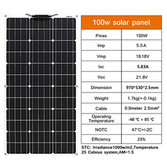 100W Flexible Solar Panel Mono 12V Portable Power Camping Home RV Battery Charge