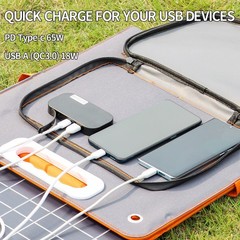 Flashfish 60W 18V Folding Solar Panel Charger for Generators & Devices