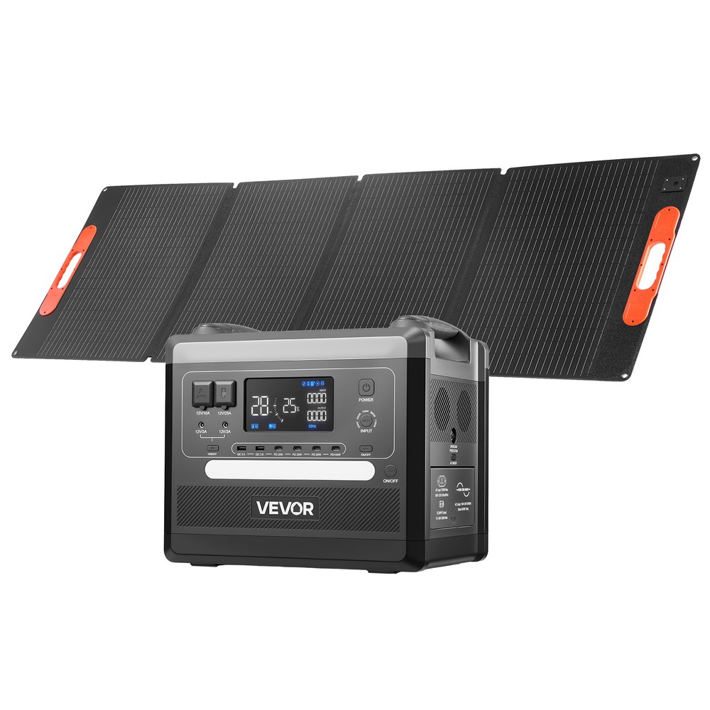 VEVOR Portable Power Station Solar Generator 2400W 2160Wh with 200W Solar Panel