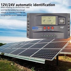 LCD Display MPPT Solar Panel Regulator Charger Controller Auto 12V/24V 30A 2-USB