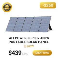 ALLPOWERS 400W Portable Foldable Solar Panel Waterproof For Outdoor Generator