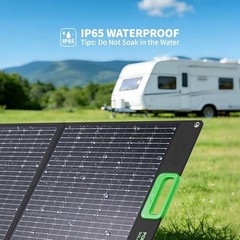 100W Portable Solar Panel, 23.5% High Efficiency ETFE Foldable Green&Black