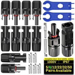 12 PCS Solar Panel Connectors 6/12/22/32/50 Pairs Options 6 Pairs 10AWG 12AWG…