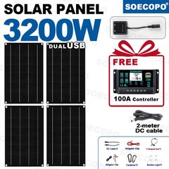 Portable 3200W Solar Panel Kit – 4 x 800W High-Efficiency + 100A Controller