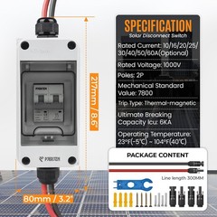 Solar Panel Disconnect Switch 400V DC/AC 50A PV Disconnect Switch Outdoor IP6…