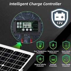 30W Mono Solar Panel Kit Waterproof Charger & Adjustable Mount for Boat Car RV