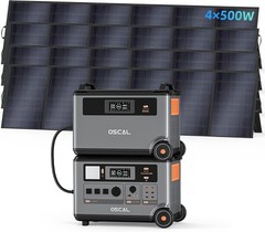 Portable Power Station 7200Wh LiFePO4 OSCAL 6000W PM6000 Mit 4*500W Solarpanel