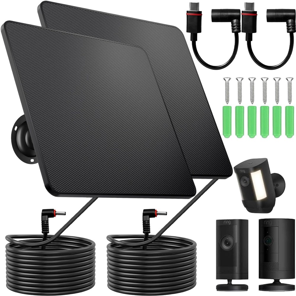 Solar Panel for Ring Camera, 2 Pack 5W Solar Ring Solar Charger Compatible wi…