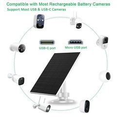 2W Solar Panel for Cameras, USB-and USB, White, 2 Pack