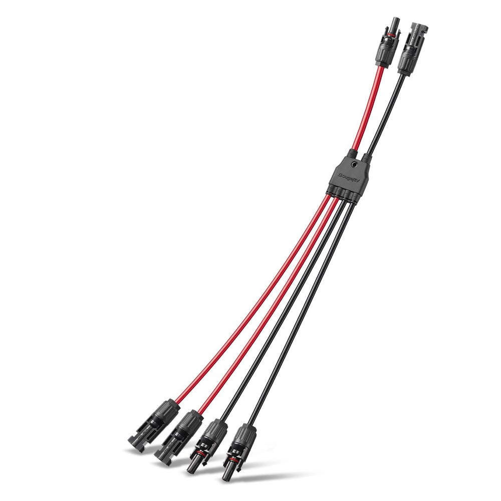 BougeRV Solar Parallel Connectors 2 to 4 Y Branch 10AWG Cable Connect 2 Solar