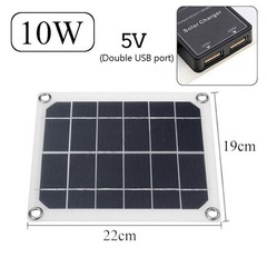 Solar Panel Dual USB+10A Solar Charger+Alligator Clip Wire+DC Line 10/15/20/25W