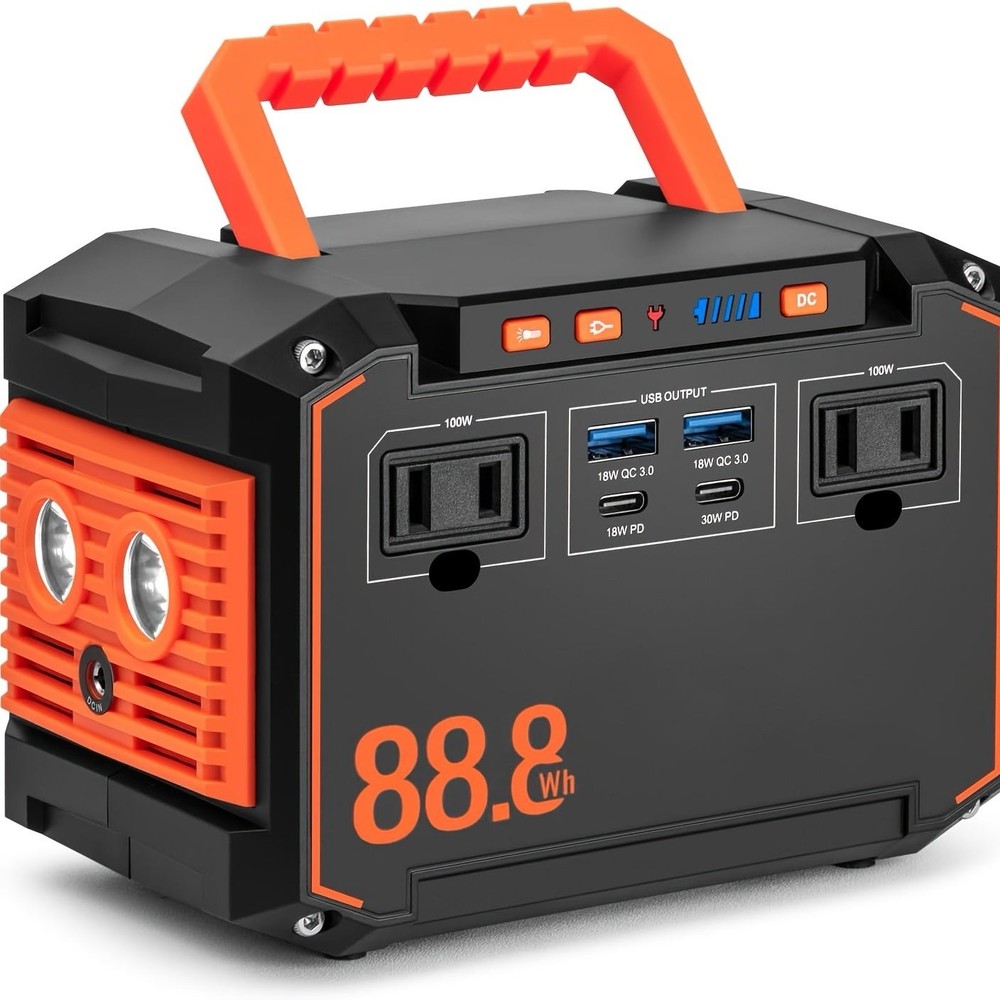 Takki 300w Portable Power Station Solar Generator W/ Foldable Solar Panel Back