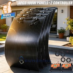 400W Flexible Solar Panel Mono Kit Portable Home RV Battery Charge no drilling