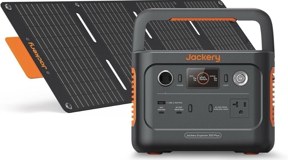 Jackery Explorer 300 Portable Power Station with 40W Book-sized Solar Panel