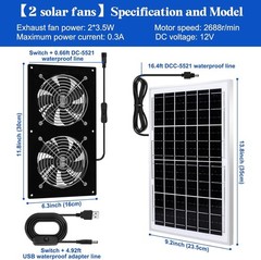 Efficient Solar Ventilation Fans with Waterproof Design – 15W Power Pack of 2