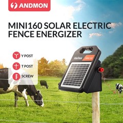 10 Miles Solar Electric Fence Charger with Day/Night Mode 0.16J Portable Solar